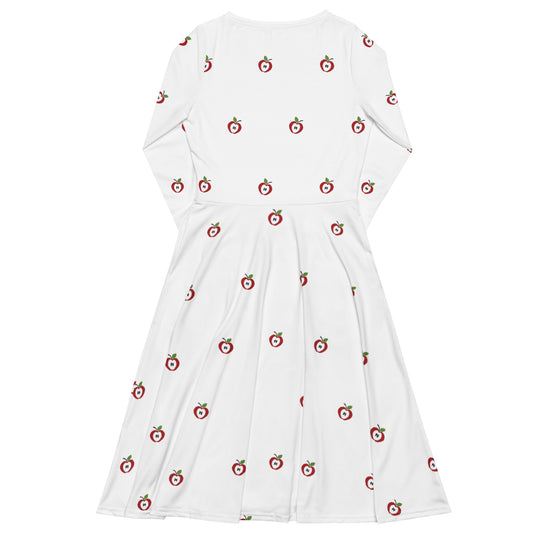 All-over print long sleeve midi dress