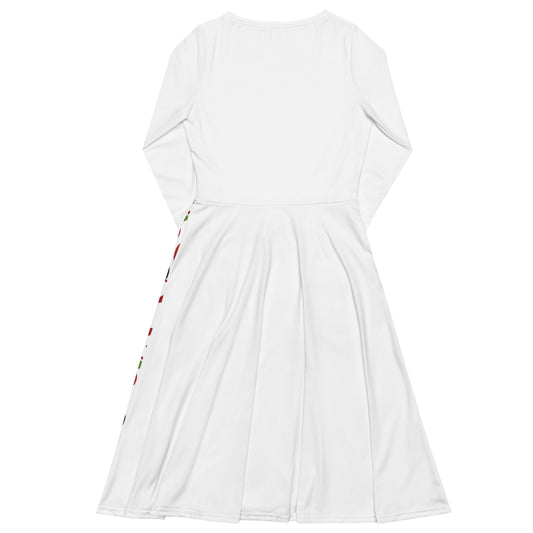 All-over print long sleeve midi dress