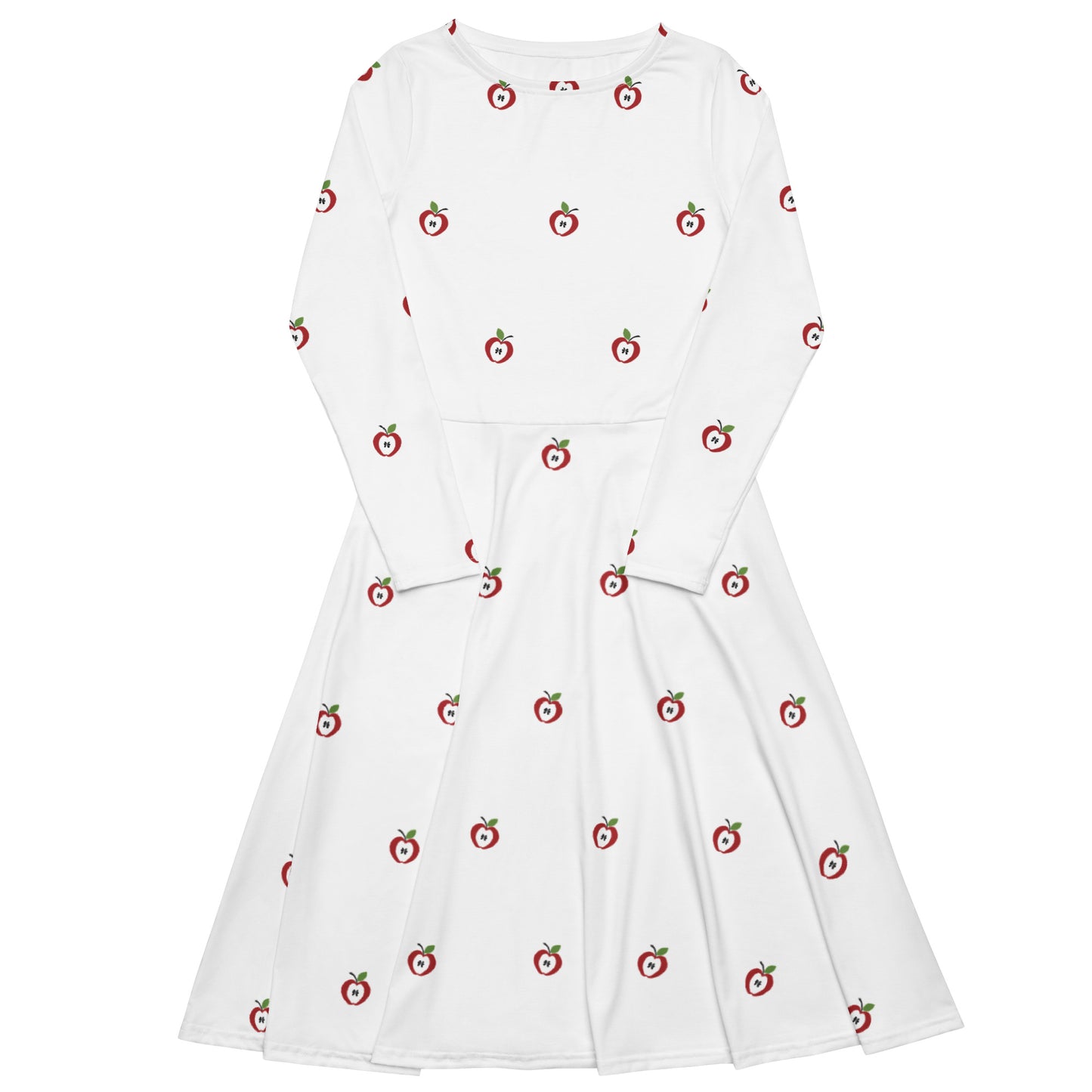 All-over print long sleeve midi dress