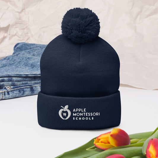 Apple Logo Pom-Pom Beanie