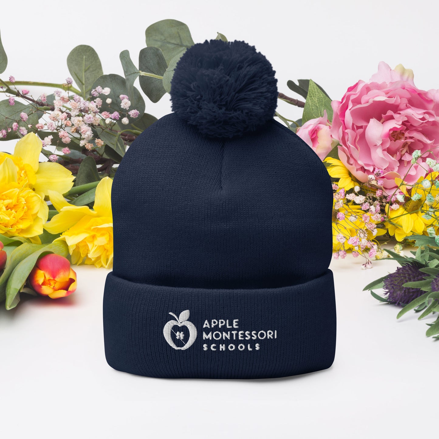 Apple Logo Pom-Pom Beanie