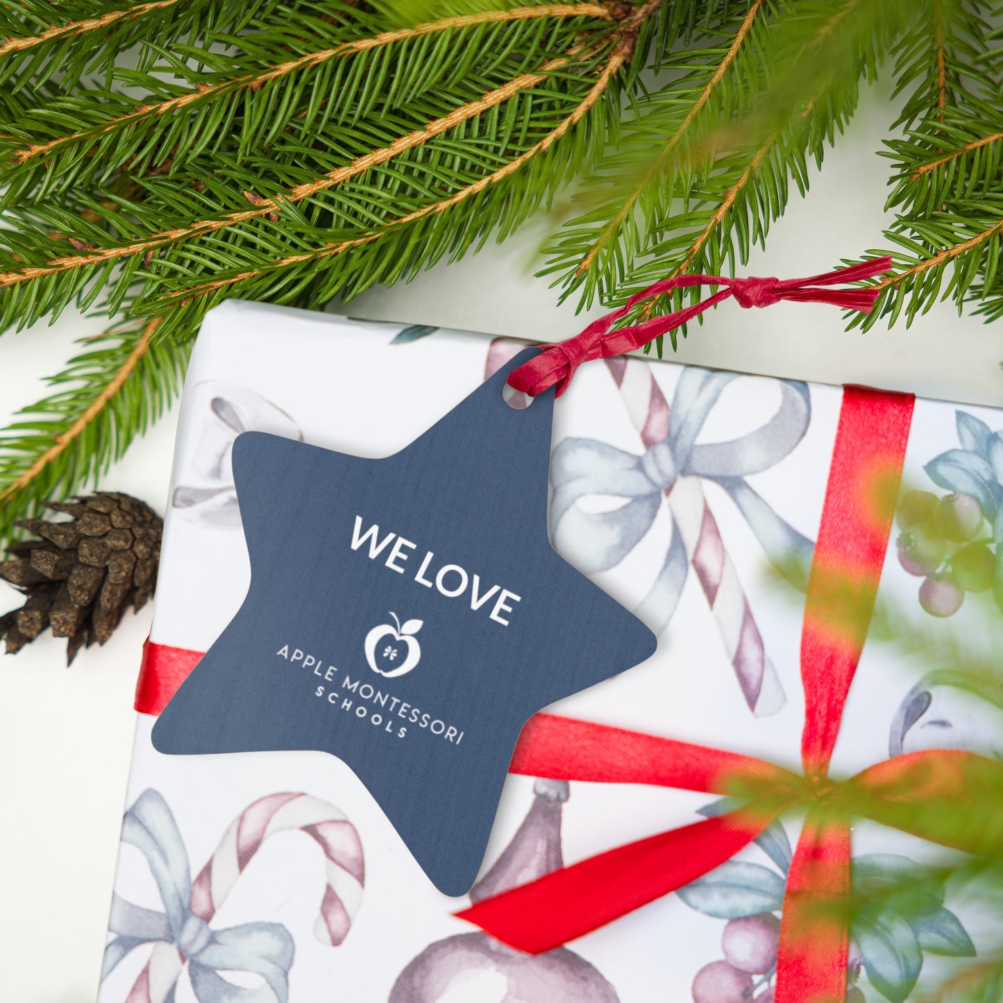 We Love Apple Wooden ornaments