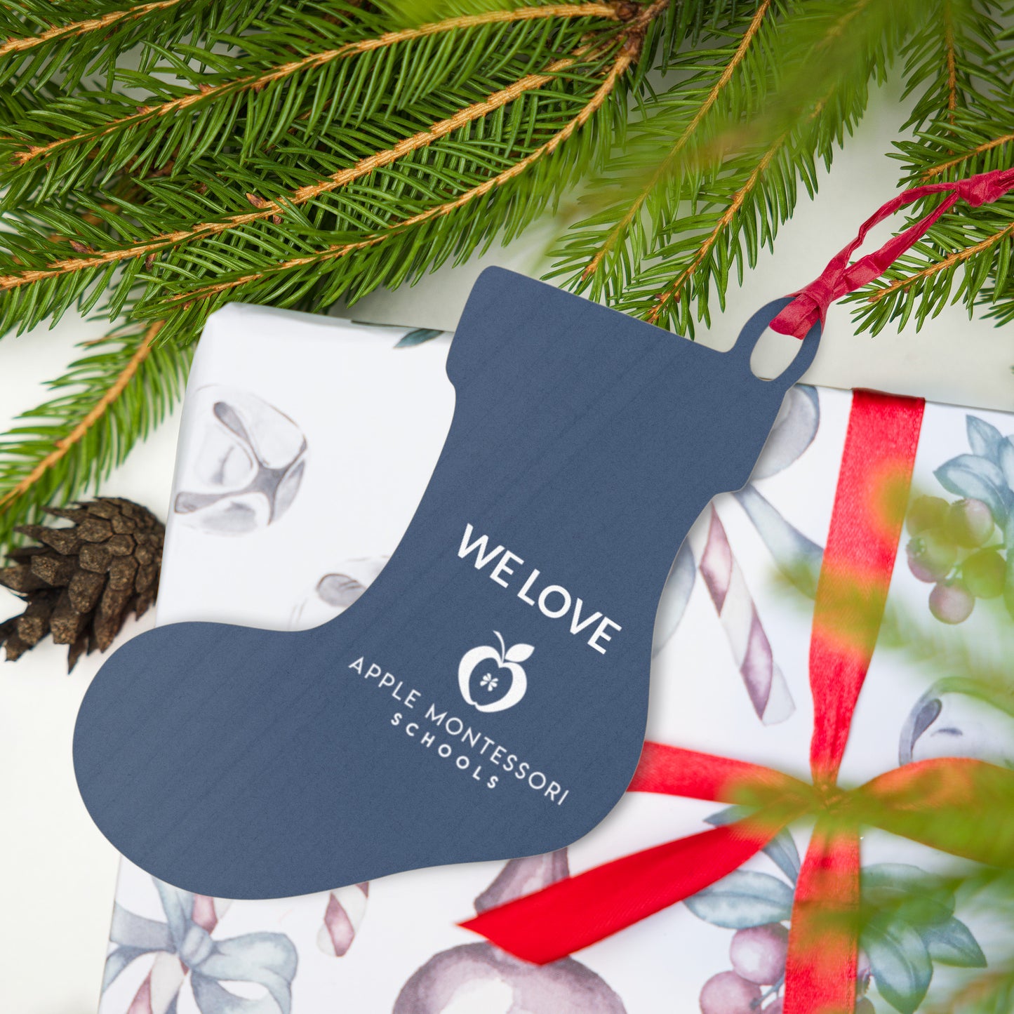 We Love Apple Wooden ornaments